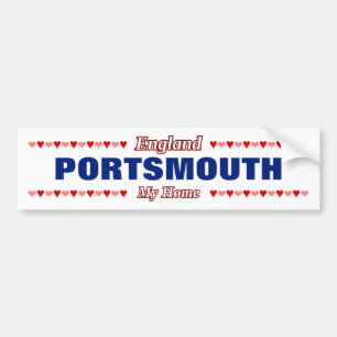 PORTSMOUTH - Mitt hem - England. Röd- och Rosa-hj Bildekal