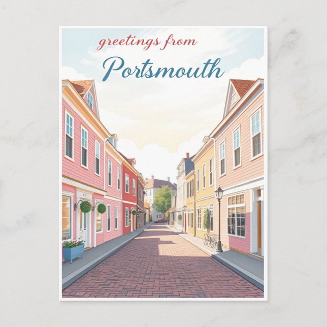 Portsmouth, New Hampshire – Colonial Streets Vykort (Framsida)