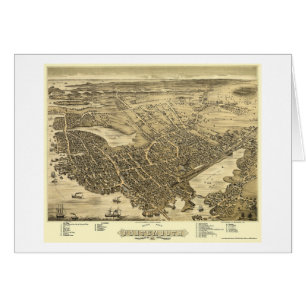 Portsmouth panorama- karta för NH - 1877 Hälsningskort