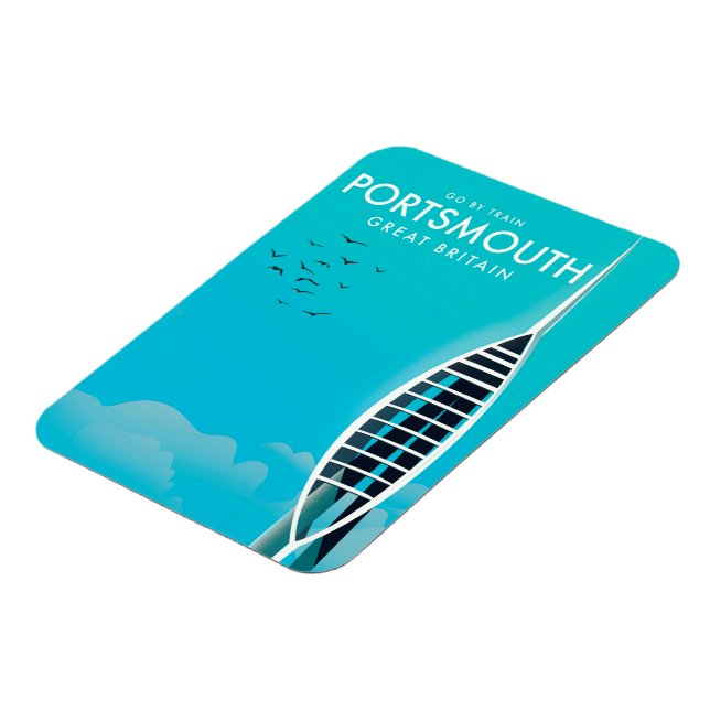 Portsmouth Storbritannien Semester affisch Magnet (Vänstra Sidan)