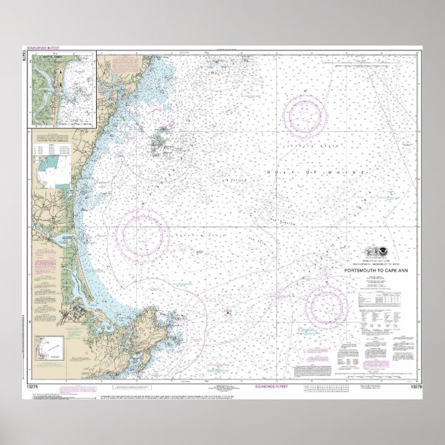 Portsmouth to Cape Ann Nautical Chart 13278 Poster (Framsidan)