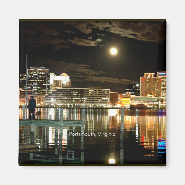 Portsmouth, Virginia cityscape-foto Magnet (Framsidan)