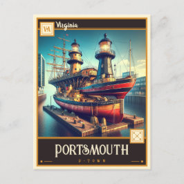Portsmouth, Virginia | Postkort för Vintage Vykort
