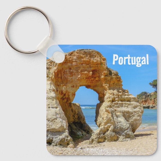 Portugal Algarve Beach och Sten Souvenir Nyckelring (Framsida)