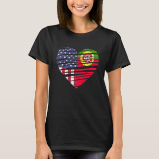 Portugal Amerikansk Odlat Hjärta USA Patriot Arv T Shirt