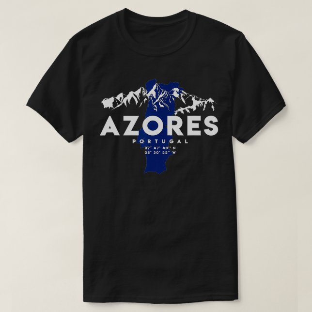 Portugal Azorernas Karta-koordinat T Shirt (Design framsida)