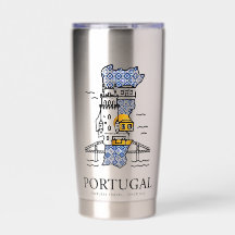 Portugal Azulejo Kart Rostfritt Stål Resekopp