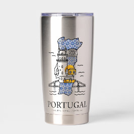 Portugal Azulejo Map Stainless Steel Travel Tumble