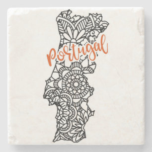 Portugal Blommigt Mandala Silhouette Stenunderlägg