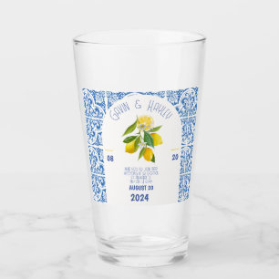 Portugal Bröllop Glass   Blå plattor och citroner Glaskopp