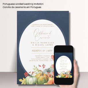 Portugal   Casamento Abóboras de Outono Rústica Inbjudningar