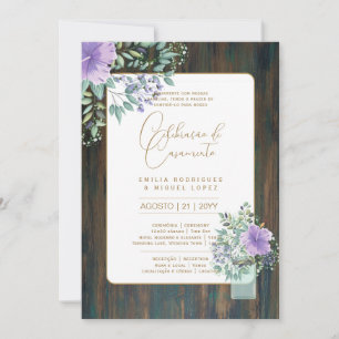 Portugal   Casamento Flores Folclóricas Rústica Inbjudningar
