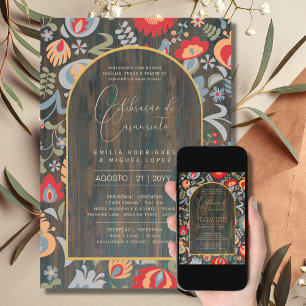 Portugal   Casamento Flores Folclóricas Rústica Inbjudningar