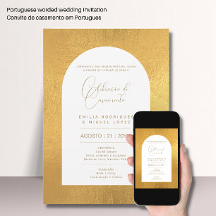 Portugal   Casamento Folha de Ouro Falsa Invita Inbjudningar