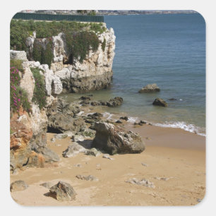 Portugal, Cascais. Praia da Rainha, en strand i Fyrkantigt Klistermärke