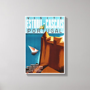 Portugal Estoril Vintage resor Poster återställd Canvastryck