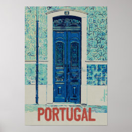 Portugal - exempel på dörr och plattor poster
