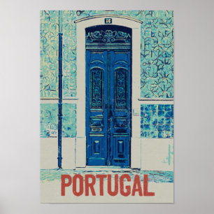 Portugal - exempel på dörr och plattor poster