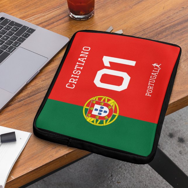 Portugal Flag Custom Team Name & Number  Laptop Fodral (Skapare uppladdad)