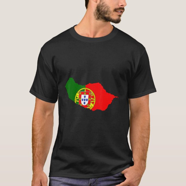 Portugal Flag im Madeira outline Madeira T Shirt (Framsida)
