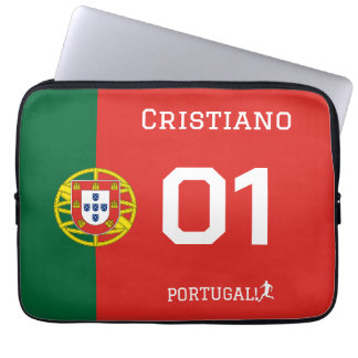 Portugal Flagga Anpassat Lag Namn & Nummer Laptop Fodral