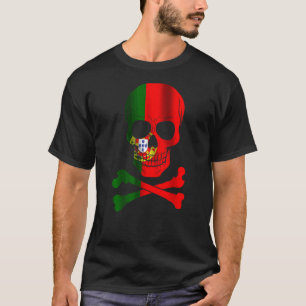 Portugal Flagga Design Skull Flagga Portugal T Shirt
