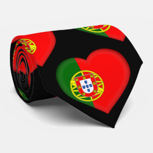 Portugal Flagga Färg Heart Mönster Neck Tie Slips