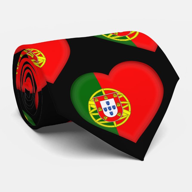 Portugal Flagga Färg Heart Mönster Neck Tie Slips (Rullad)
