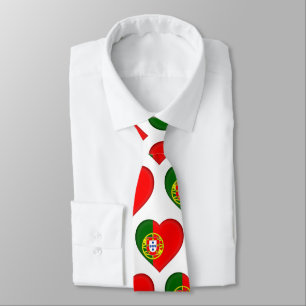 Portugal Flagga Färg Heart Mönster Neck Tie Slips