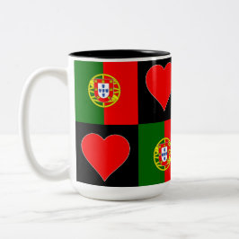 Portugal Flagga Heart Mönster Patriotic Portugal Två-Tonad Mugg