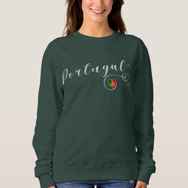 Portugal Flagga Heart, portugisiska T Shirt (Framsida)