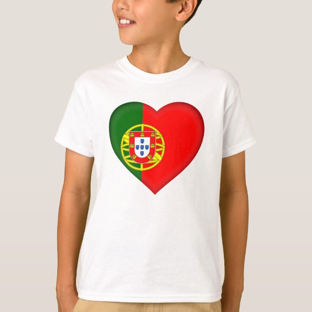Portugal Flagga Heart Shape Kids Shirt T (Framsida)