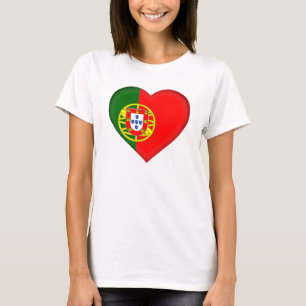 Portugal Flagga Heart Shape T Shirt