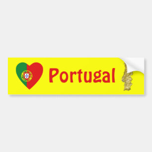 Portugal Flagga Hjärta + Karta Bildäckslapp Bildekal