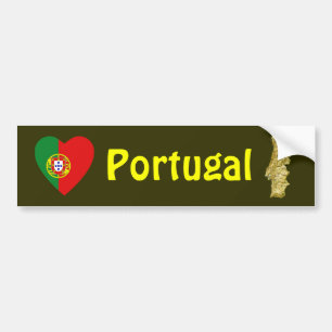 Portugal Flagga Hjärta + Karta Bumperdekal Bildekal