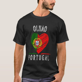 Portugal Flagga Hjärta Olhão Stad T Shirt