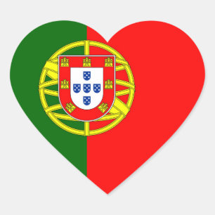 Portugal Flagga Hjärtformat Klistermärke
