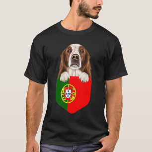 Portugal Flagga Irish Red and White Setter Hund In T Shirt