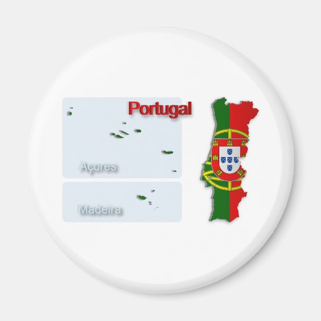 Portugal Flagga Karta_2 Magnet (Framsidan)