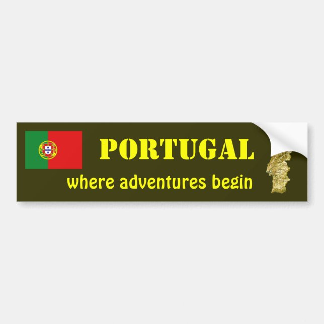 Portugal Flagga + Karta Bildäckslapp Bildekal (Framsidan)