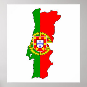 Portugal Flagga Karta fullt storlek Poster