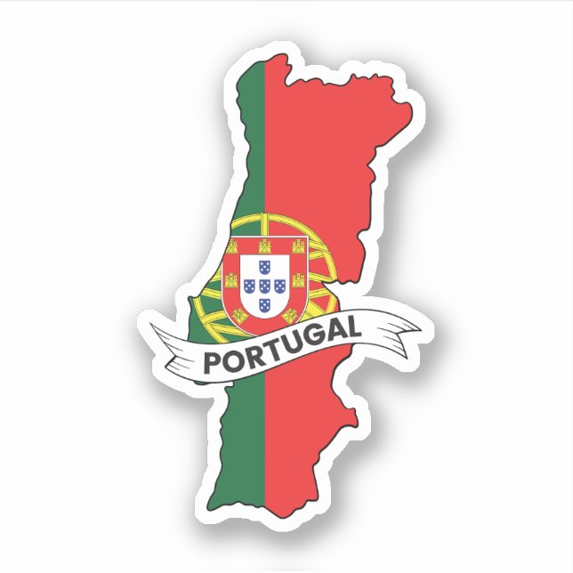 Portugal Flagga Karta Klistermärken (Framsida)
