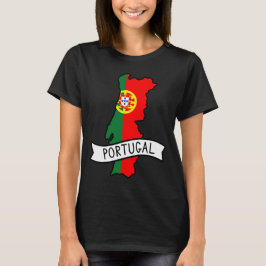 Portugal Flagga Karta Patriotisk Portugisisk Stolt T Shirt