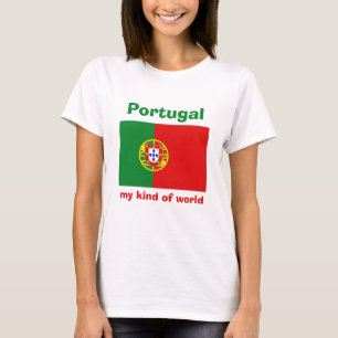 Portugal flagga + Karta + TextT-tröja T-shirt