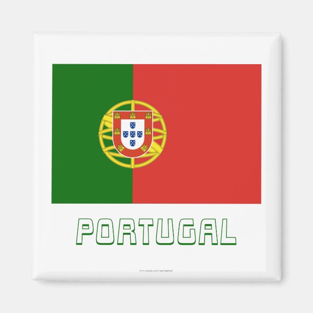 Portugal Flagga med Namn Magnet (Framsidan)