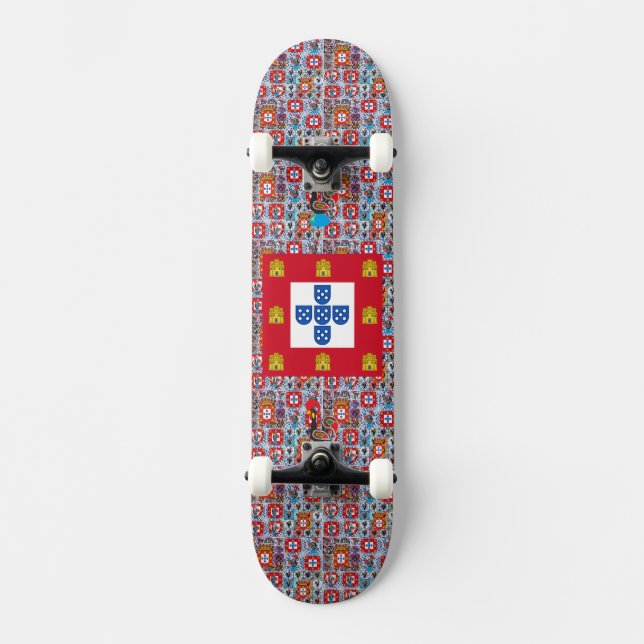 Portugal flagga mini skateboard bräda 18,5 cm (Framsida)