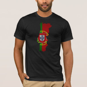 Portugal Flagga och Karta Steel Metall Hål Tee Shirt