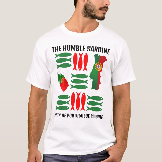 Portugal Flagga SARDINE Queen of Portuguean Cuisin T Shirt (Framsida)