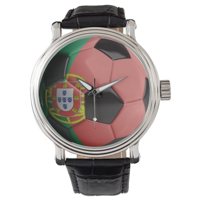 Portugal flagga Soccer Ball Armbandsur (Framsida)