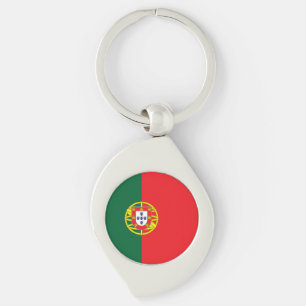 Portugal Flagga Swirl Silverfärgad Nyckelring
